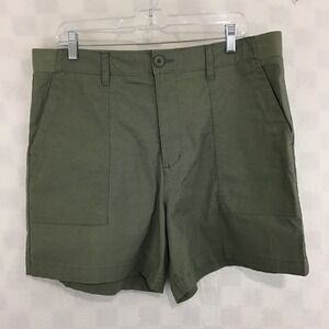 Lee‎ Womens Olive Green Utility Shorts High Rise Patch Pocket Size 16